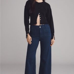 NWT Maeve Colette Wide Leg Crop Jeans Dark Denim 22W Anthropologie